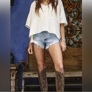 BUCKETLIST Cream Textured Knit Top- Size Medium